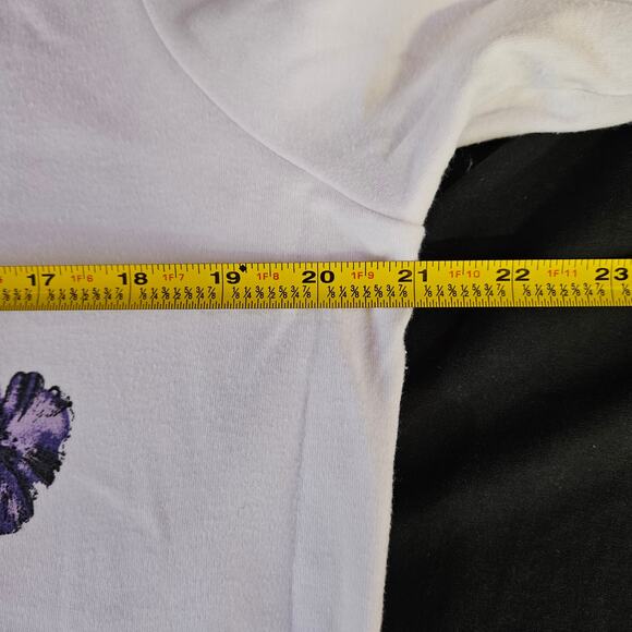 Quacker Factory White with Flowers 3/4 Sleeve Top Size M Grandmacore Mature - Picture 6 of 8